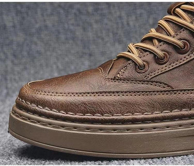 Handmade Leather Casual Shoes for Men Design Sneakers Man Comfortable High Top Boots Men's Loafers Platform Moccasins Driving