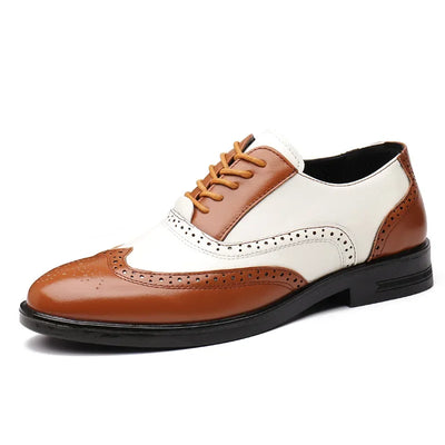 Retro Men's Oxford Shoes Fashion Block Carved Casual Shoes Social Shoes Male Business Dress Leather Shoe Zapatos Para Hombres