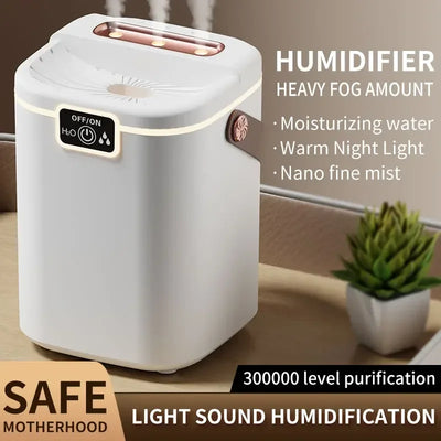 Air Humidifier 3 Nozzles USB Cool Mist Diffuser 2000ml Large Capacity for Home Bedroom Office Desk Top Fill Quiet Aromatherapy