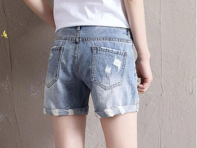 Women's Denim Shorts Ripped Boxer High Waist Female Short Jeans Pants Cheap Offer Aesthetic Hot Kpop Harajuku Fashion Stretchy