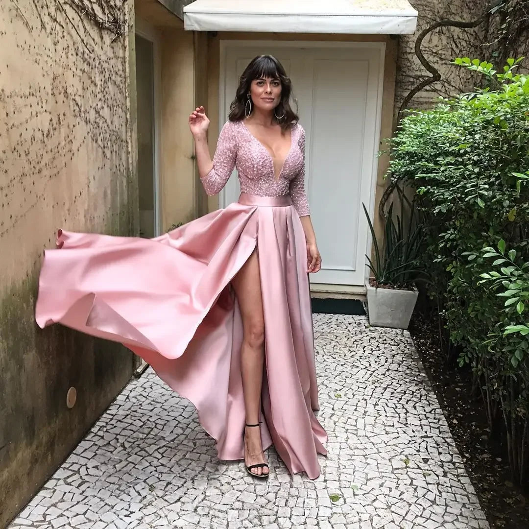 Women's Elegant Evening Party Dresses Luxury Fashionable Long Dresses Trailing Evening Dresses Solid Color Floor-Length Dresses