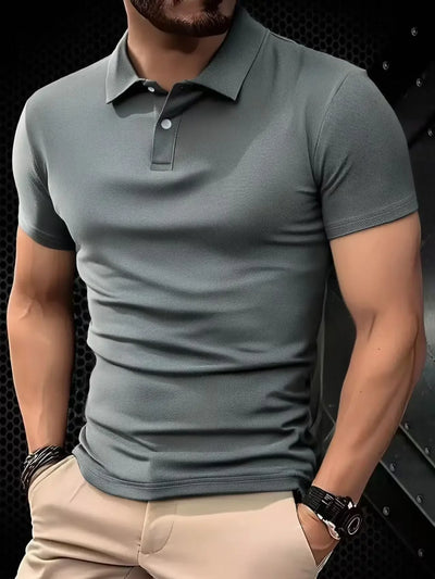 Men's Short Sleeve Polo Shirt Summe Button Classic Fit Casual T-Shirts Oversize Pullover Shirts Man Solid Color Lightweight Tops