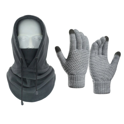 Winter Warm Set Hat and Gloves Winter Accessories Balaclava Cap Men's Sports Touchscreen Faux Cashmere Gloves Cold Weather Gear