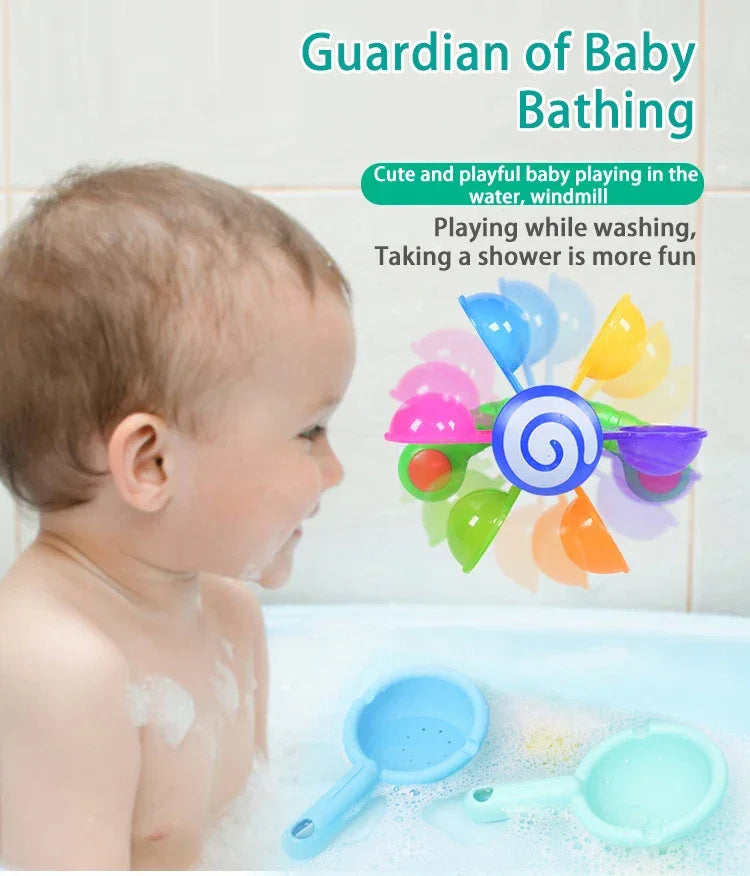Baby Bath Toys Colorful Waterwheel Bathing Bathtub Water Spray Play Set Rainbow Windmill Bathroom Toy For Kids Toddler Children