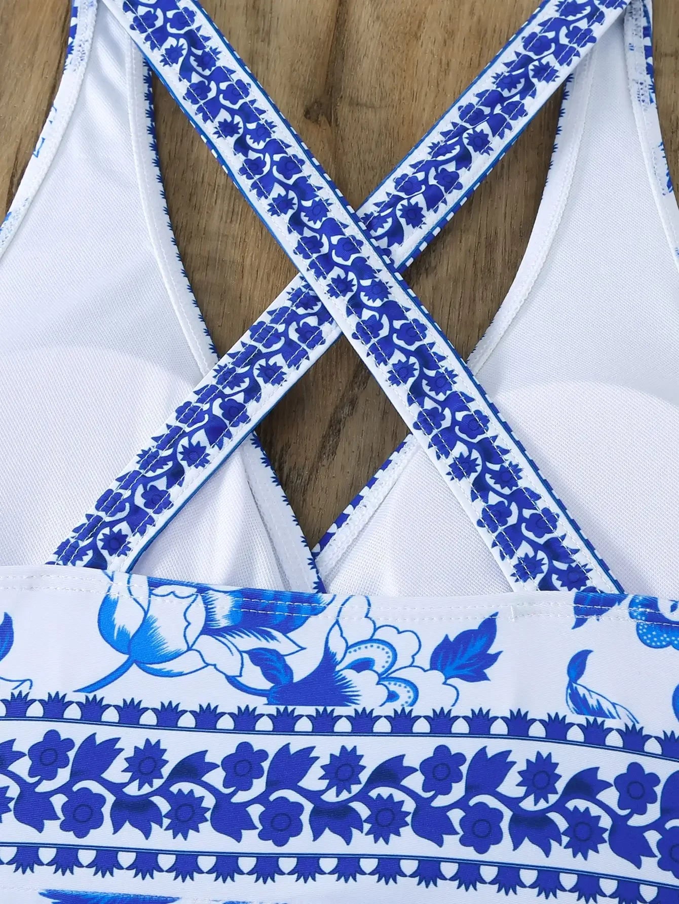 Summer Two Pieces Swimsuit 2024 Vintage Floral Print Swimwear Female Tankini Sets Deep V Beach Wear Women Swimming Bathing Suit