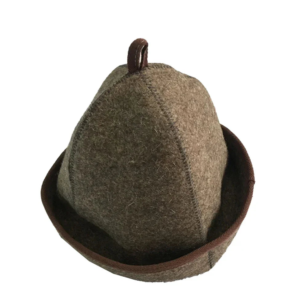Sauna Felt Hats Sauna Bathwool Hat 34*26*0.3CM Banya Room Vaporarium Hats Brown Hat Sauna Hat Adjustable Strap