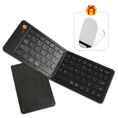 Dual-Foldable Phone Keyboard Bluetooth 5.1 Mini Rechargeable Wireless Keyboard For Windows Android IOS Laptop Phone Accessories