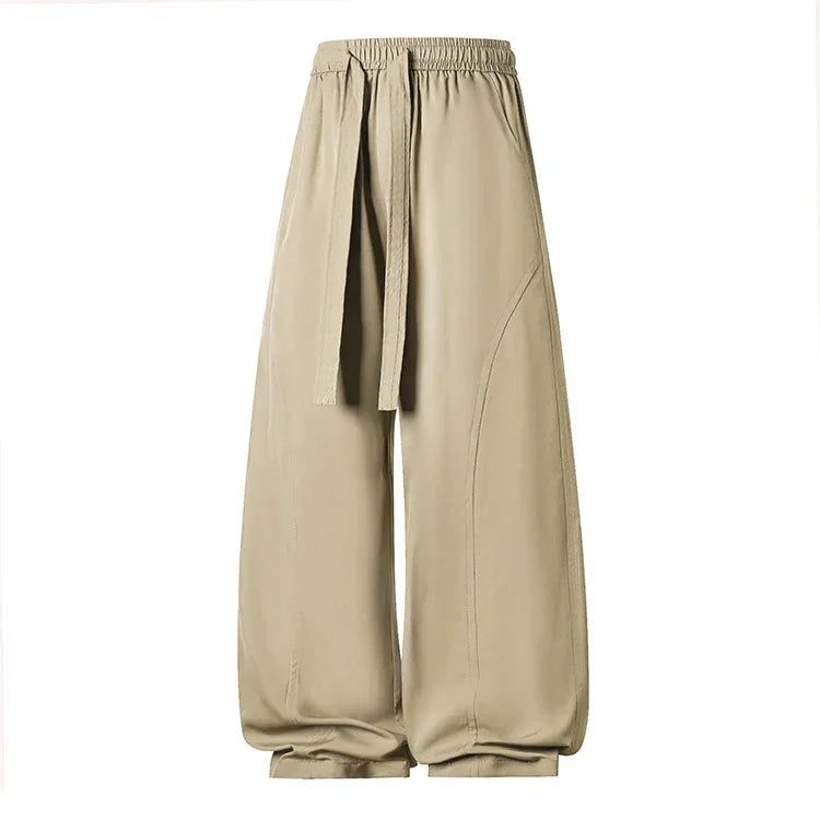 Men's Wide Pants Oversize Sports Streetwear Solid Color Sweatpants Summer Male Breathable Loose Trousers Streetwear Jogger Pants