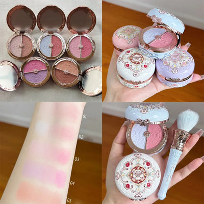 Flower Knows Butterfly Cloud Rouge Box Blush & Highlighting Duo with Glossy Lipstick Long Lasting Oriental Beauty Makeup Set
