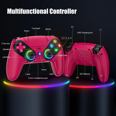 Wireless Gaming Controller compatible For Ps5/Ps5 Pro/Pc With Hall Joystick Dual Vibration Bluetooth Gamepad Turbo Programming