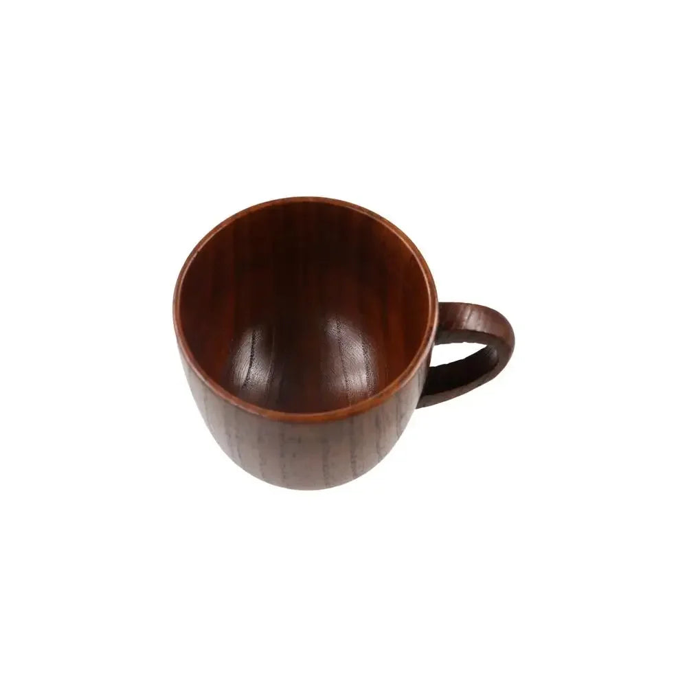 Drinkware Vintage Wooden Tea Cup Handmade Japanese Style Wood Coffee Mug with Handle Solid Wood Drinking Cup for Milk Hot Drinks