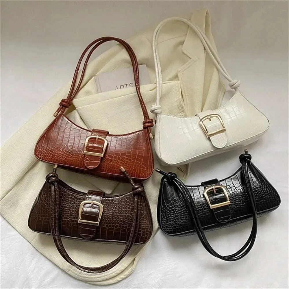 Women Stylish PU Leather Sling Bag Solid Colour Zipper