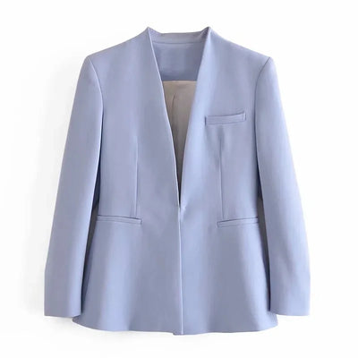 New Autumn Blazers Women Suit Coats Candy Color V Neck Long Sleeve Elegant Casual Jacktets