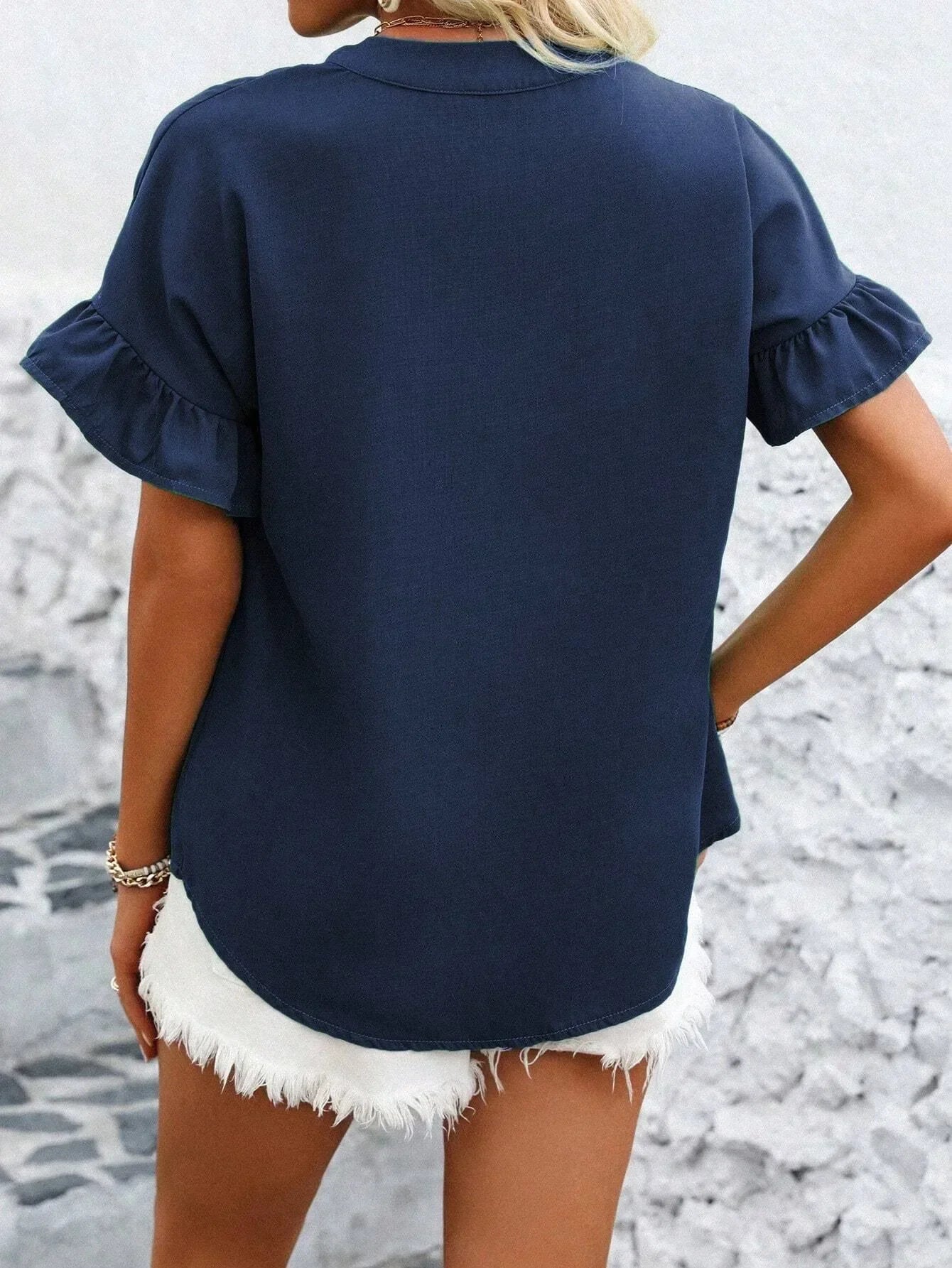 Women's Button Solid Linen Tops