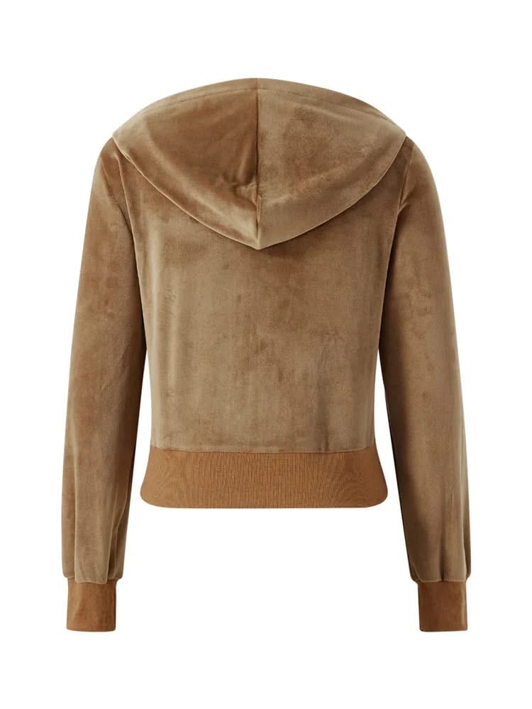 Women Velvet Coats Casual Gothic Grunge Y2K Aesthetic Clothes Zip Up Hooded Sweatshirt Jackets  Autumn Outerwear