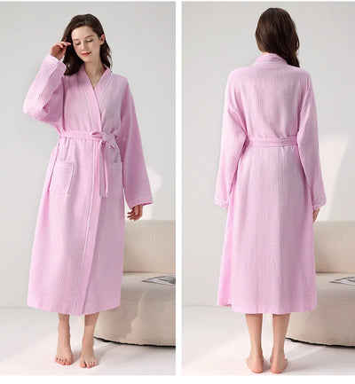 Hotel Cotton Bathrobe High Qualtiy Solid Colors Long Sleeve Mens And Women's Bathrobe