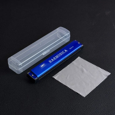 24 Hole Metal Harmonica Children's Early Education Instrument Self-learning Introductory Chromatic Color Double Row Harmonica