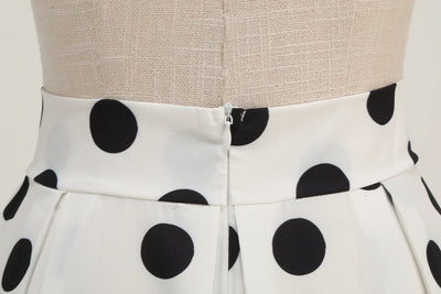 Summer Casual Women Midi Skirt Polka Dot High Waist Retro Vintage 50s Pleated Party Skirts