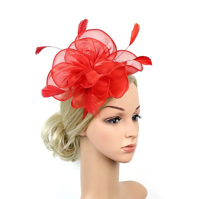 Top Hat Royal Ascot Race Flower Mesh Headband Fascinator Hats Headwear Cocktail Tea Party Feather Flower Headband