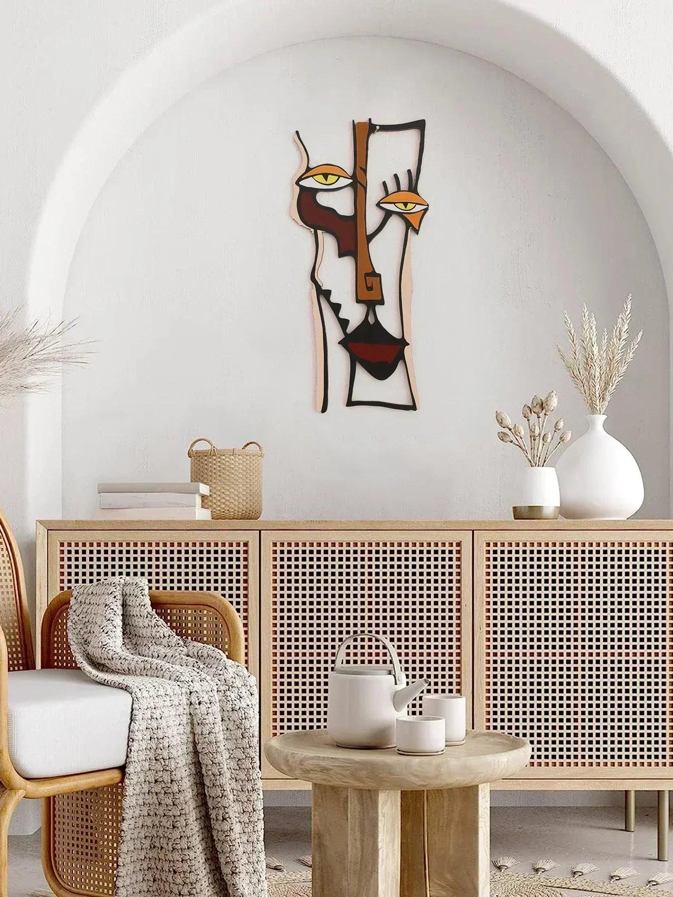 Abstract face wall hanging wooden decor home and office decorative for living room bedroom hallway crafts gift