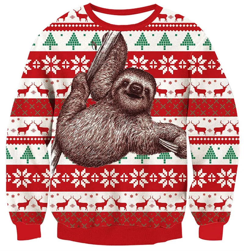 Ugly Christmas Sweater For Men Women Funny Novelty Xmas Sweatshirt 3d Printed Cartoon Animal Long Sleeve Pullover Hoodies Tops