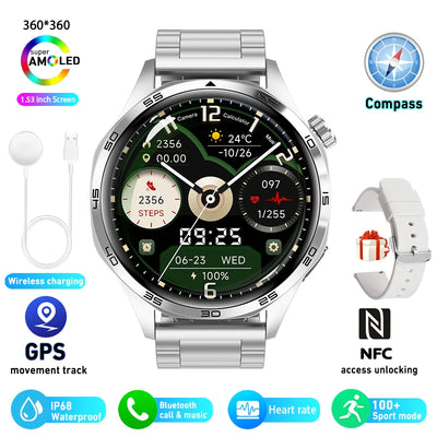 Smart Watch 5 Pro GPS NFC Smartwatch Men 360*360 AMOLED Screen Heart Rate Monitor Bluetooth Call IP67 Waterproof Men Smartwatch