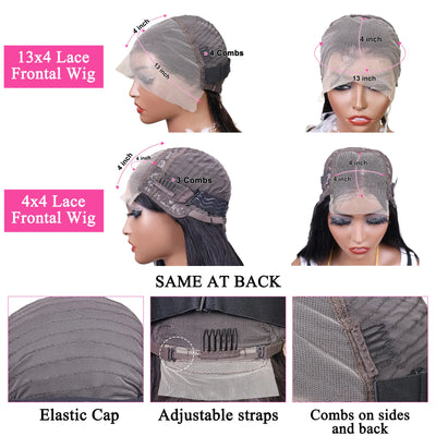 Natural Black Human Hair Short Bob Wigs 200% Density 4x4 Transparent Straight Vietnamese  Human Hair Lace Front Wigs 8-14 inch