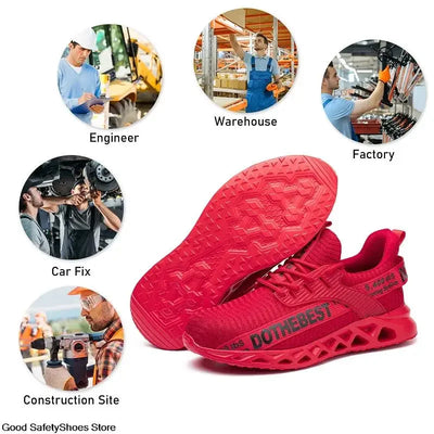 Safety Shoes Men For Work Sneakers Women Men Steel Toe Work Shoes Security Protective Shoes Lightweight Anti-Smash Anti-Puncture