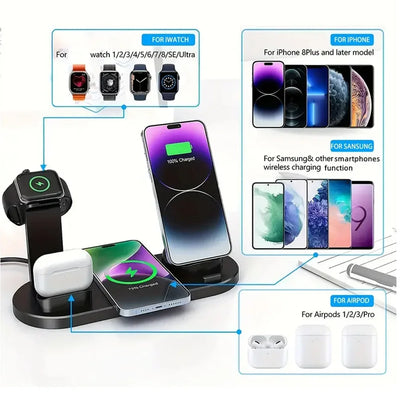 Universal Wireless Charging Station for iPhone 16, 15, 14, 13, 12, 11 Pro Max/Pro/Mini/Plus & for AirPods Pro 2 - Quick Charge