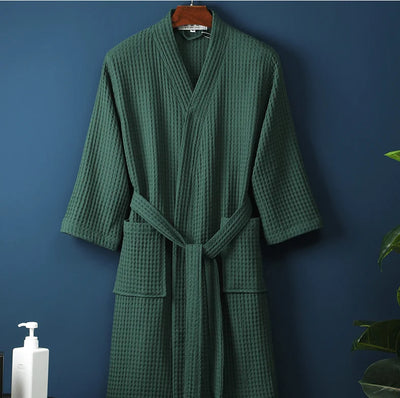 Cotton Bathrobe Spring/summer Thin Morning Robe Long Waffle Hotel Beauty Salon Bathrobe Women Sleepwear Sexy Pajamas Bath Robes