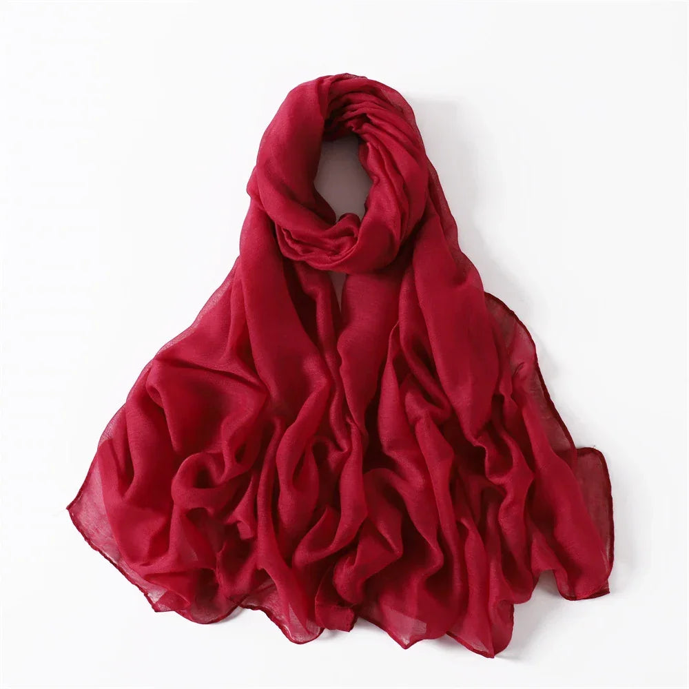 New Cotton Linen Scarf For Women Girls Students Autumn Classic Solid Color Scarves Retro Soft Foulard Viscose Female Wrap Shawls
