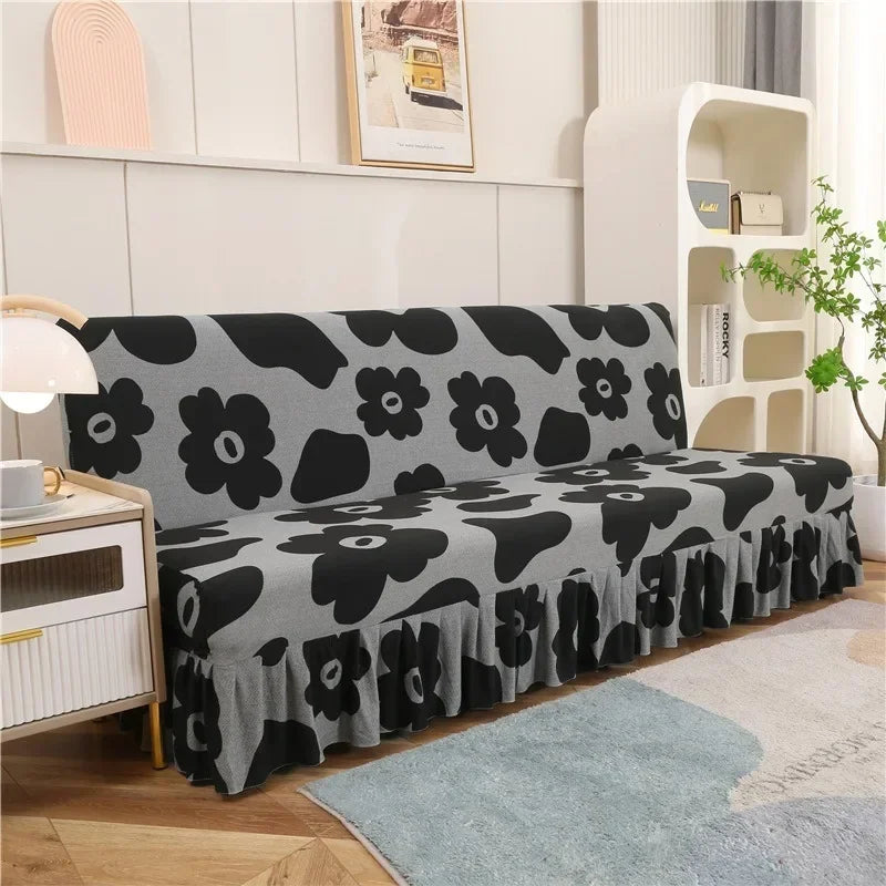 1/2/3Seater Sofa Bed Cover with Elastic Printing Seat Cover Armless Sofa Bed Cover Sofa Covers for Living Room Home Decor