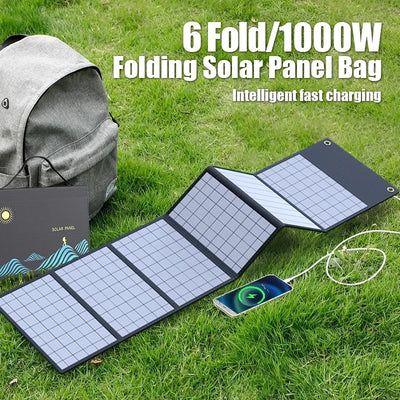 Solar Panel 600W 1000W Portable Folding Bag USB+DC Output Charger Outdoor Power Supply for Home Mobile Phone Power Generator