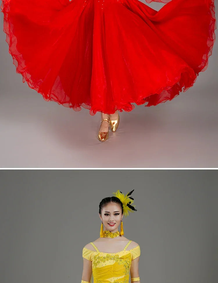2025 Newest Woman Ballroom Dance Competition Dress Dance Ballroom Waltz Standard Dance Dress Women Ballroom Dress 009