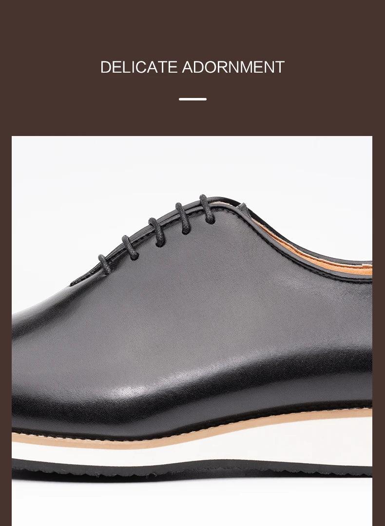 Modern Leather Men's Shoes Office Business Formal Suit Footwear High Quality Oxford Lace Up Handmade Brogue Shoes EVA Outsole