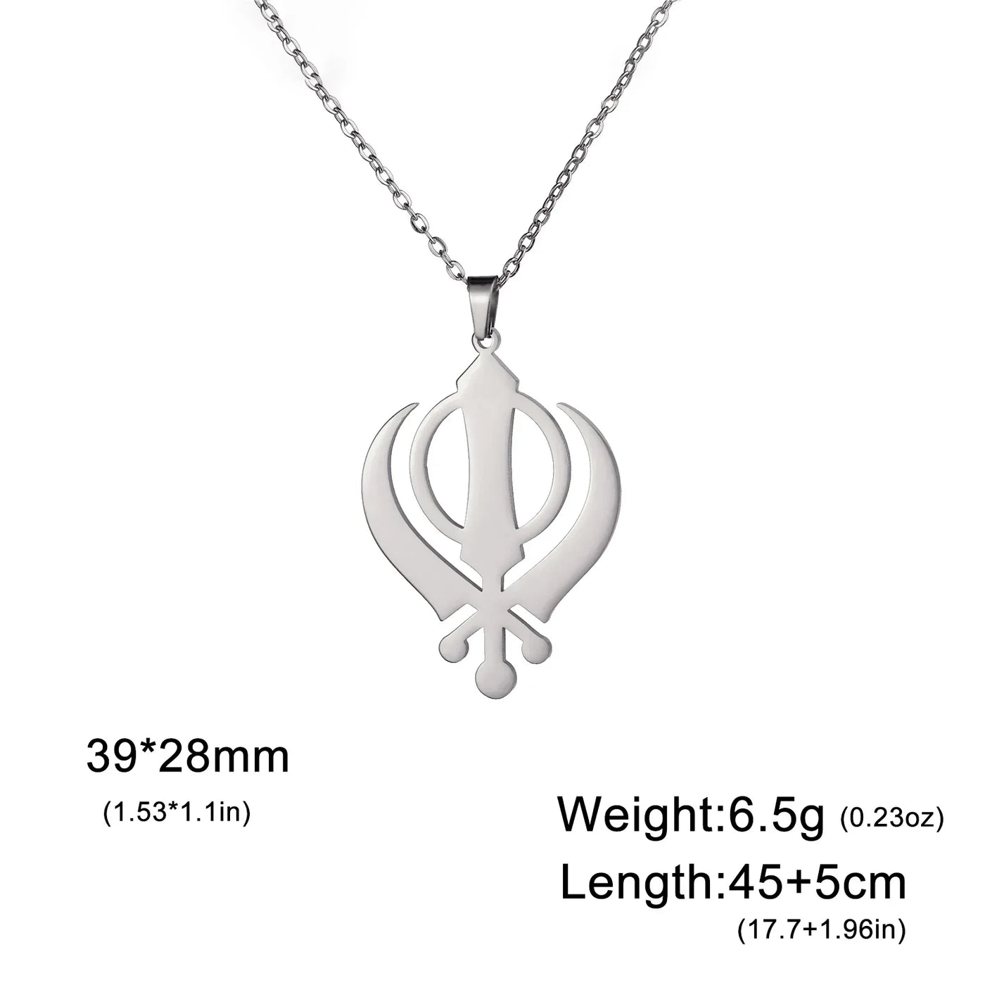 LIKGREAT Classic Sikhism Symbol Necklace Stainless Steel Sikh Khanda Necklaces Religious Protection Amulet Jewelry for Women Men
