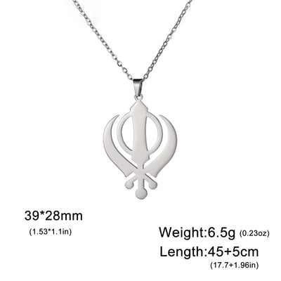 LIKGREAT Classic Sikhism Symbol Necklace Stainless Steel Sikh Khanda Necklaces Religious Protection Amulet Jewelry for Women Men