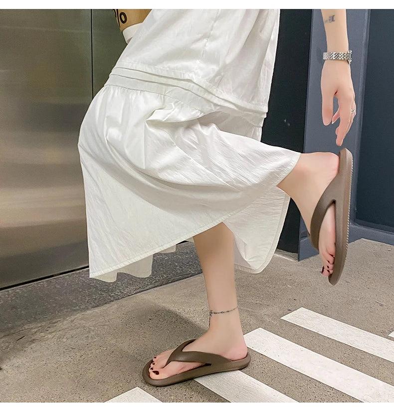 Women's Classy Flip-Flops for Women, Summer Flip-Flops for Beach Couples, New Thick-Soled Outer Wear Sandals for Men, Bathroom Bathing Non-Slip Slippers