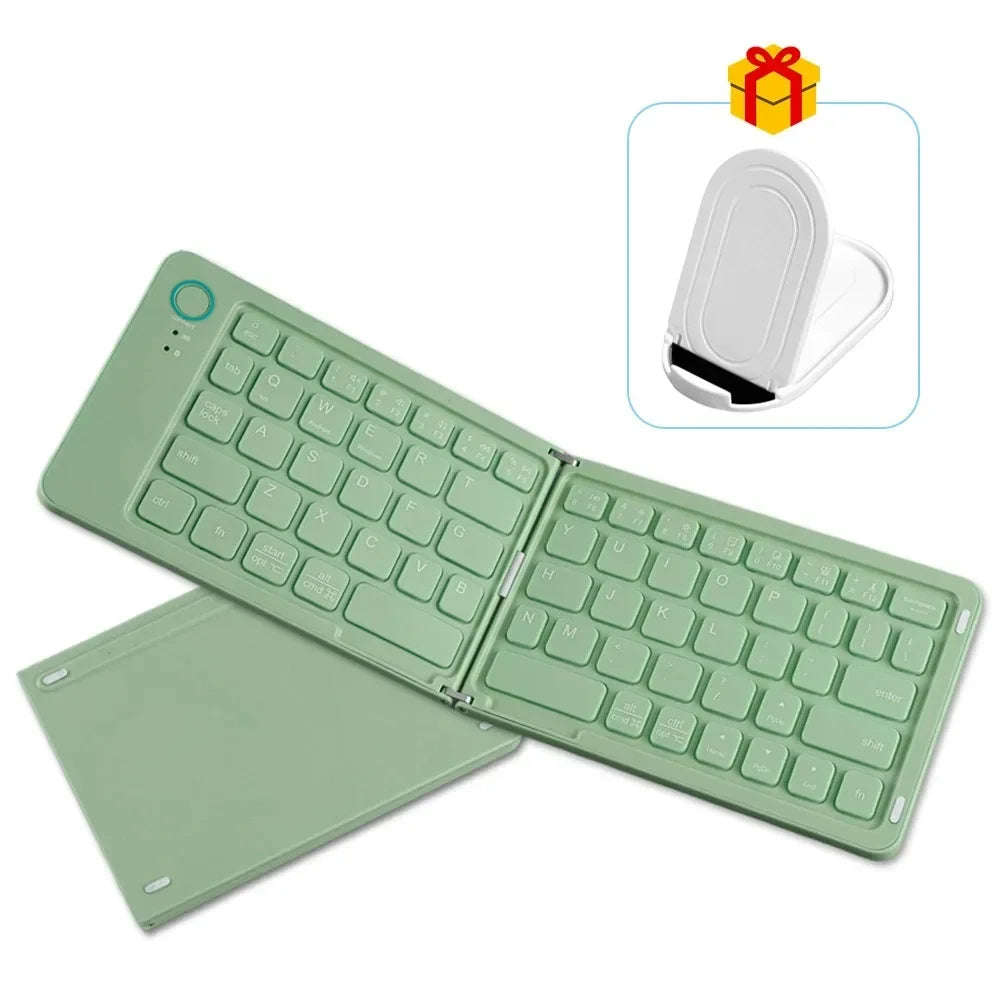 Dual-Foldable Phone Keyboard Bluetooth 5.1 Mini Rechargeable Wireless Keyboard For Windows Android IOS Laptop Phone Accessories