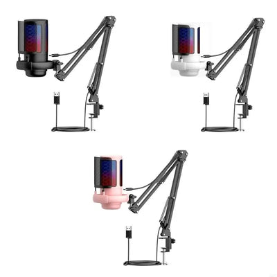 SZ Gaming USB Microphone 30Hz~16kHz Frequency for PC with Boom Arm and LED Lighting for Immersive Streaming Experience