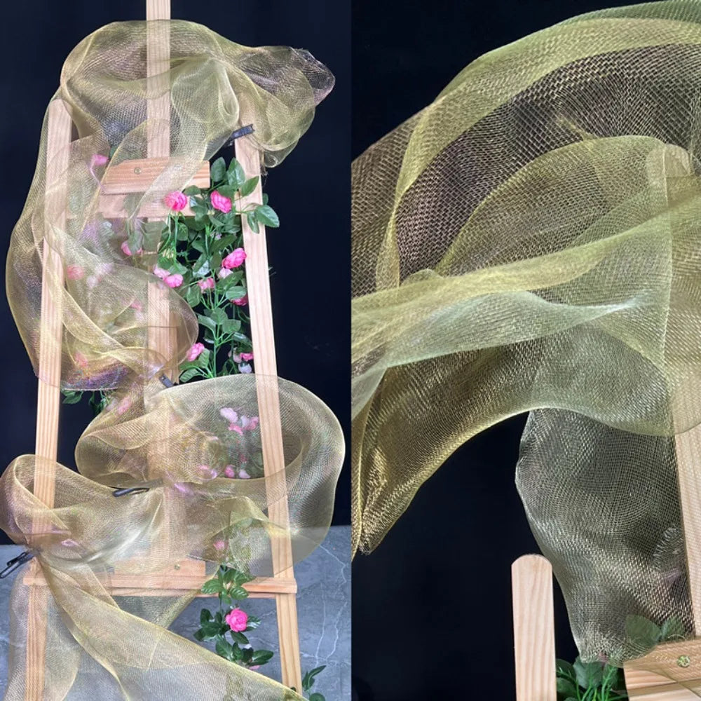 Cloud Fog Mesh Bright Organza Fabric DIY Decoration Art Background Shapeable Wire Mesh Texture Pleated Shape Shapeable Wire Mesh