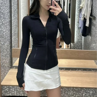 Women Define Hip Length Running Jacket Buttery-soft Weightless Four-way Stretch Sportswear Slim Fit Yoga  Athletic Jackets
