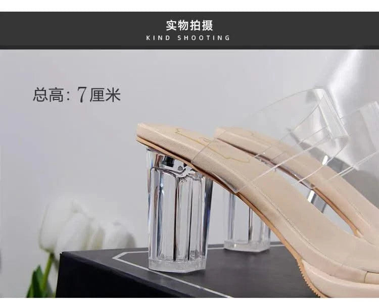 Women's Thick Crystal High Heels, Summer | Waterproof | Not Tired Feet | Slippers, Sandals, Women's Shoes