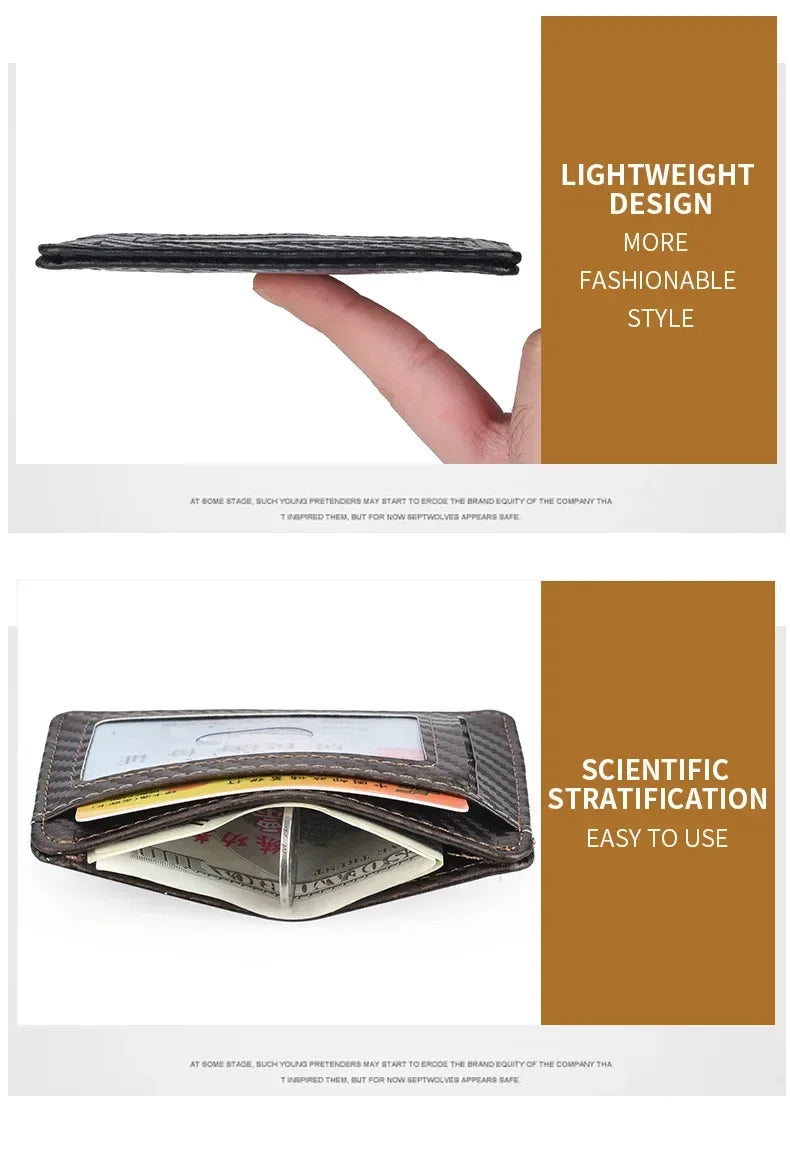 Men's Slim Thin Minimalist Front Pocket Wallets Men Anti Rfid Blocking Protected Magic ID Credit Card Holder PU Leather Wallets