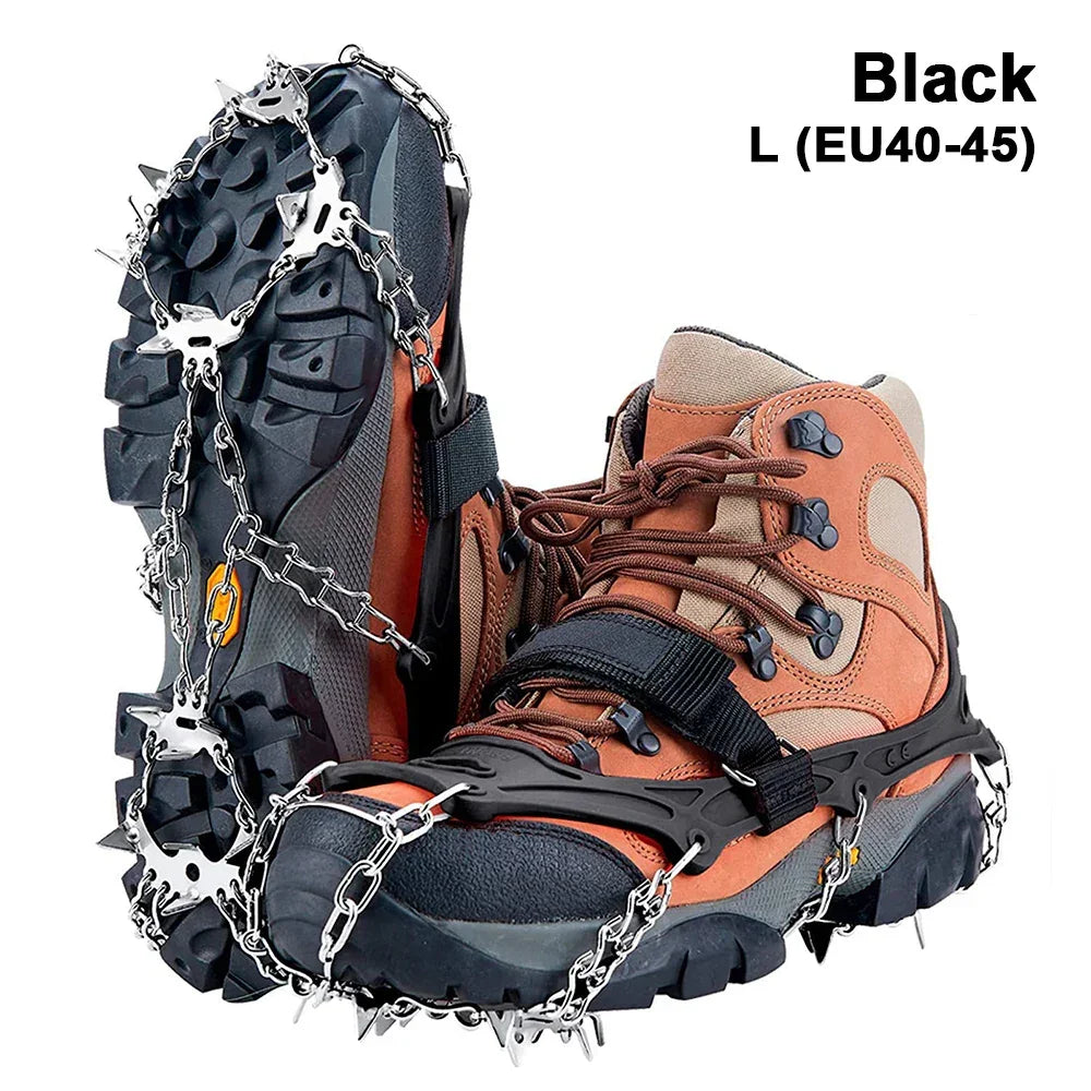 Crampons Shoes 19 Spikes Ice Snow Gripper Shoes Camping Anti-Slip Climbing Protect for Jogging Walking Hiking on Snow Ice