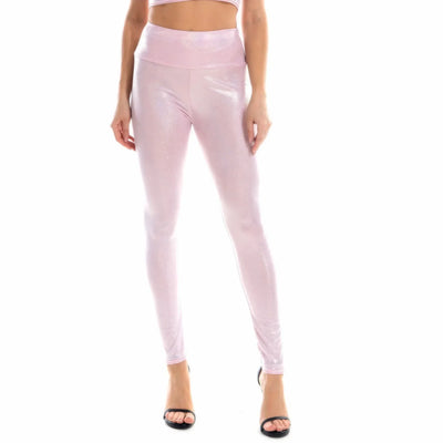 Women Metallic Leggings Shiny Skinny