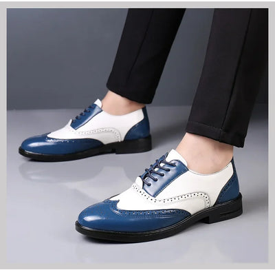Retro Men's Oxford Shoes Fashion Block Carved Casual Shoes Social Shoes Male Business Dress Leather Shoe Zapatos Para Hombres