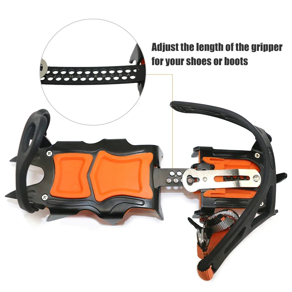 12 Tooth Ice Snow Crampons Anti-Slip Climbing Gripper Shoe Covers Spike Cleats Stainless Steel Snow Skid Crampon For Sport