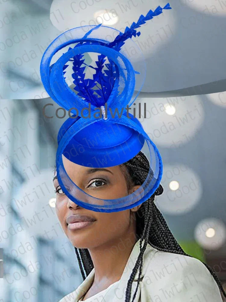 Ladies Royal Ascot Chapeau Cap Wedding Fascinator Hat Headpiece Women Church Party Pillbox With Headband Bride Party Fascinators