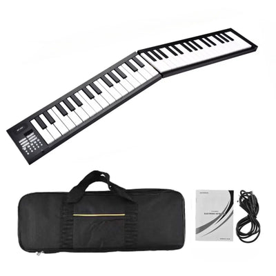 61 Key Foldable Electronic Piano Portable Piano Keyboard w/LED Display/Built-in Battery/Electronic Keyboard Musical Instrument